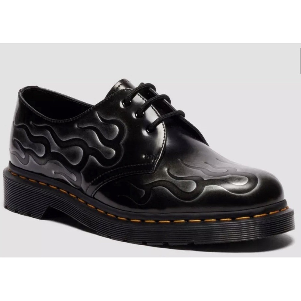 Dr. Doc Martens Black Flame Leather Oxford Lug Shoes Men's 5 Women's 6 Gothic